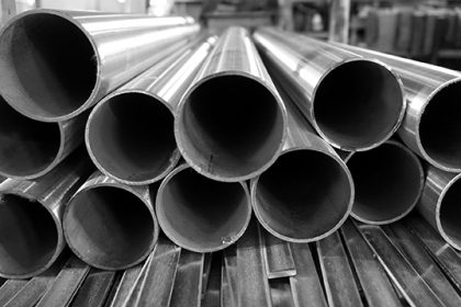 stack of round stainless steel tube in factory